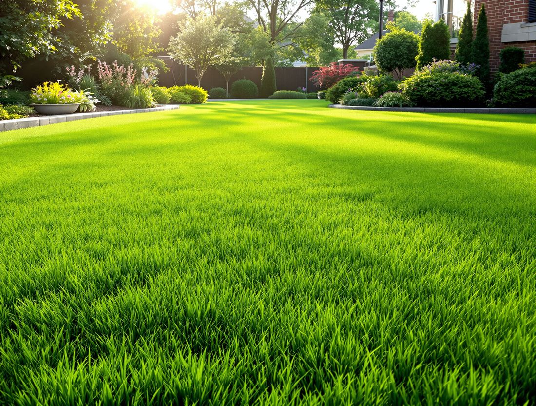 Evenly cut green lawn with clean edges